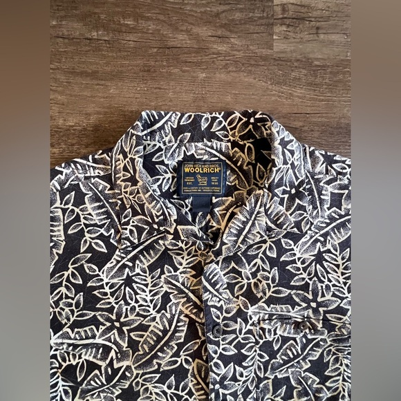 VTG Woolrich Hawaiian Shirt Mens 2XL‎ Short Sleeve Button Down Jeep John Rich B9 - Picture 3 of 6